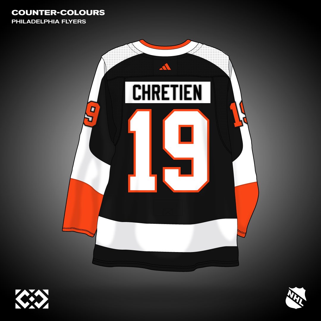 Cody Chretien 19 on X: Counter-Colours 22/32 @NHLFlyers The Flyers already  perfected their own black jersey with the original from the late 90s.  #BringItToBroad  / X