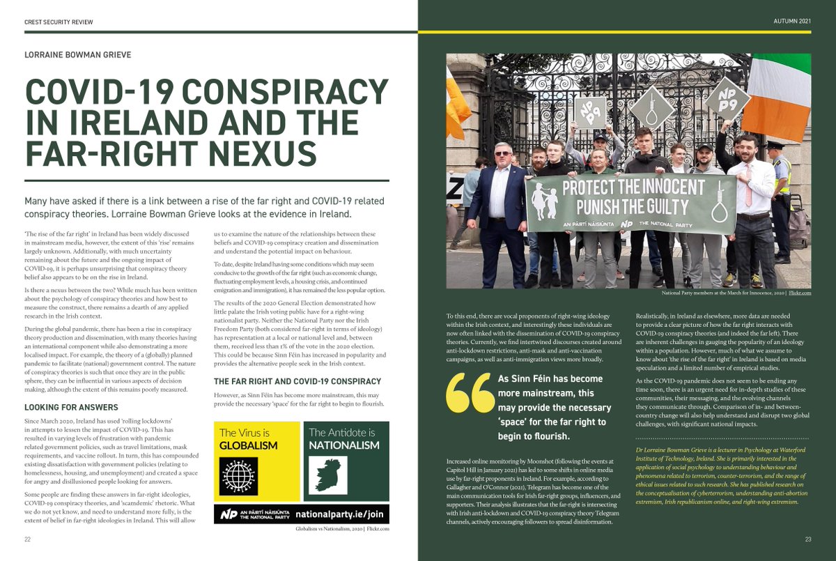 crest_research's tweet photo. COVID-19 conspiracy in Ireland and the far-right nexus: Is there a link between a rise of the far right and COVID-19 related conspiracy theories? ⬇️ By @lorrgrieve #COVID19 #CSR12 https://t.co/GX2zvchMOs https://t.co/Gke7GspRYY