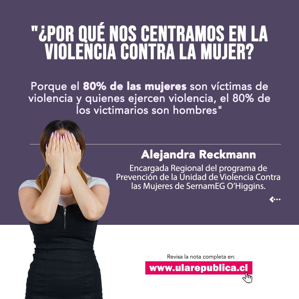 ularepublicacl's tweet photo. Violencia en el pololeo: "El 80% de las mujeres son víctimas de violencia y quienes ejercen violencia, el 80% de los victimarios son hombres", Alejandra Reckmann, Encargada Regional del programa de Prevención de la Unidad de Violencia Contra las Mujeres de SernamEG O’Higgins. https://t.co/FfBA52XP7t