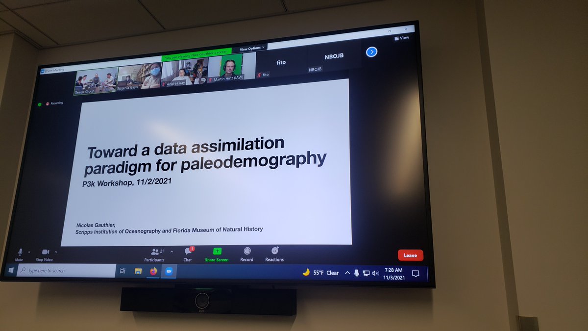PEOPLE_3000's tweet photo. Day 1 of P3K's hybrid meeting has begun, with presentations by group members detailing some recent research in archaeology, paleoclimate, and paleoecology. https://t.co/wenyqoLl26