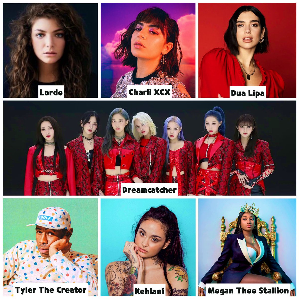 __orbitchuu's tweet photo. Dreamcatcher achieves things some big groups can’t even do but award shows NEVER invite them once😂

Like which K-Pop artist can say they’d be performing in one of the world’s biggest music festivals w Lorde, Charli XCX, Dua Lipa, Tyler the Creator, Kehlani &amp; Megan Thee Stallion? https://t.co/5fUfDcQRvq
