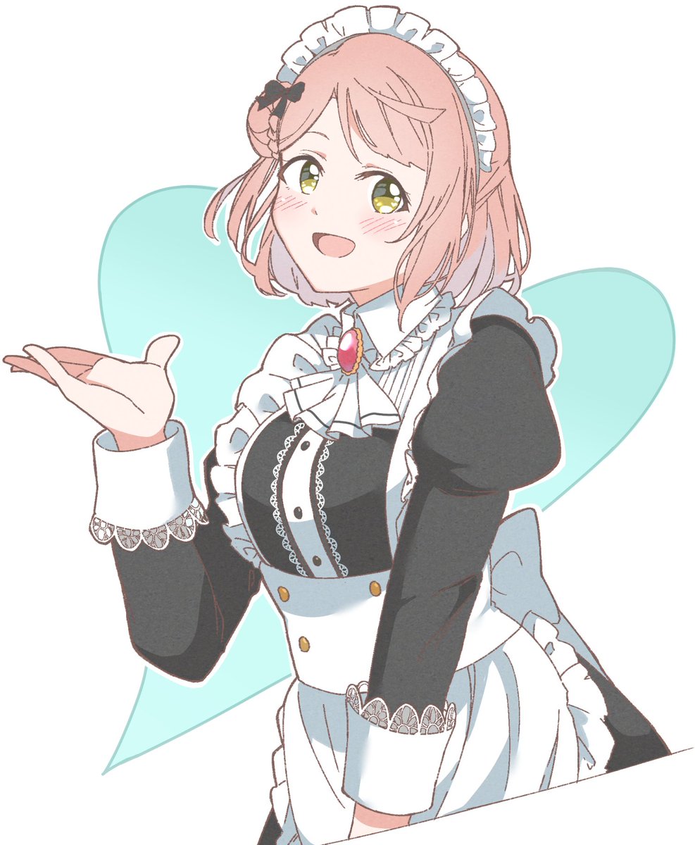 uehara ayumu 1girl maid maid headdress solo pink hair apron hair bun  illustration images