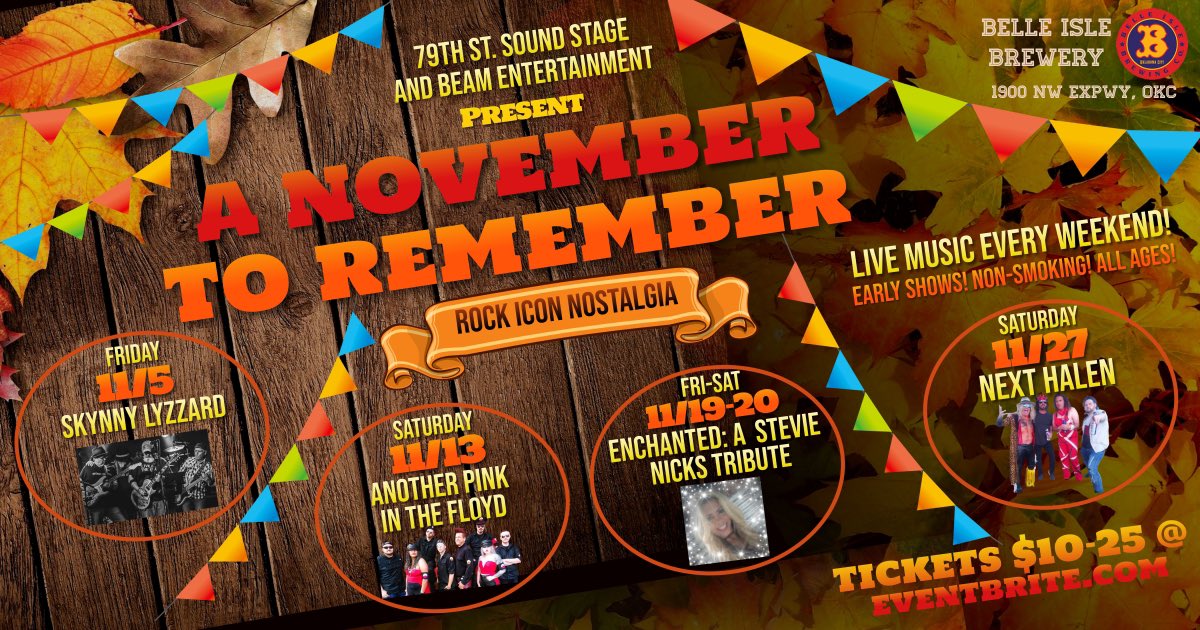 BeamGroup's tweet photo. #rocknroll #icon #nostalgia @BelleIsleBrew in #november #skynnylyzzard #anotherpinkinthefloyd #enchanted #stevienicks @NextHalen #tix @eventbrite #tributeshow #okcnightlife @79thstreet https://t.co/099cNyDR1w