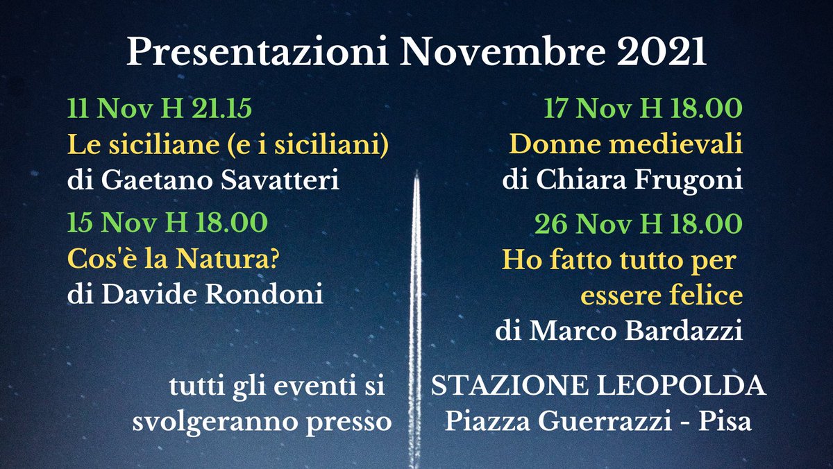 Presentazioni editoriali novembre 2021.
Grandi autori per grandi temi
news.libreriapellegrini.it/eventi/