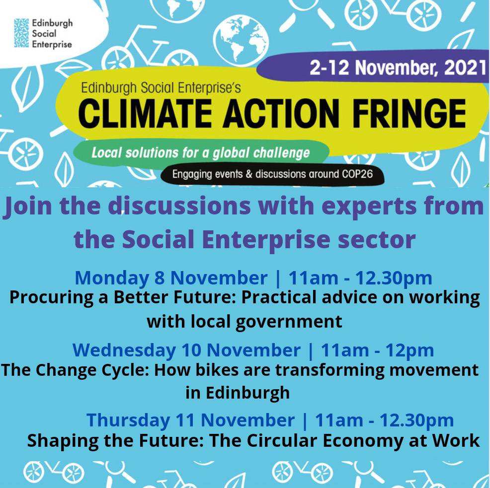 esenscot's tweet photo. Join our local discussions with experts from the #socialenterprise sector ππ Book your free place ππ https://t.co/FA1jMHt6dn
#ClimateActionFringe2021 #circulareconomy #cycling #COP26 #SocEntEdinburgh #buythegoodstuff https://t.co/J2XCslklLF
