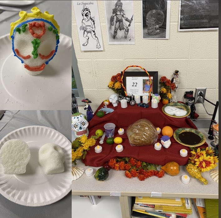 Cornish_JRC's tweet photo. Celebrating Dia De Los Muertos with a little sugar skull decorating 🍬💀🧡 in Mr.Palm’s Spanish class! @CECSDistrict https://t.co/kyeuw2ysRo