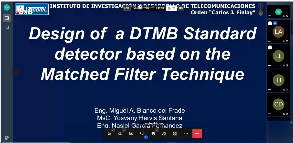 AnaIvis_89's tweet photo. #ACIMUTT2021 #dia3
Ponencia: DISEÑO DE UN DETECTOR DE LA SEÑAL DTMB MEDIANTE LA TÉCNICA DE FILTRO ADAPTADO
Ing. Miguel Alejandro Blanco del Frade
@LacetelMiguel 
https://t.co/FUMY4K9qrT https://t.co/nohHQtNxZh