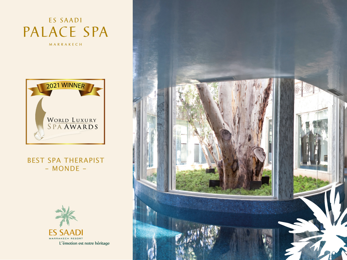 Le Spa du Palace du Es Saadi Marrakech Resort a reçu le prix de « Best Spa Therapist 2021 – Monde » aux World Luxury Spa Awards. Cette nouvelle reconnaissance souligne l’expertise, l’excellence et le remarquable travail de nos équipes que nous félicitons et remercions.