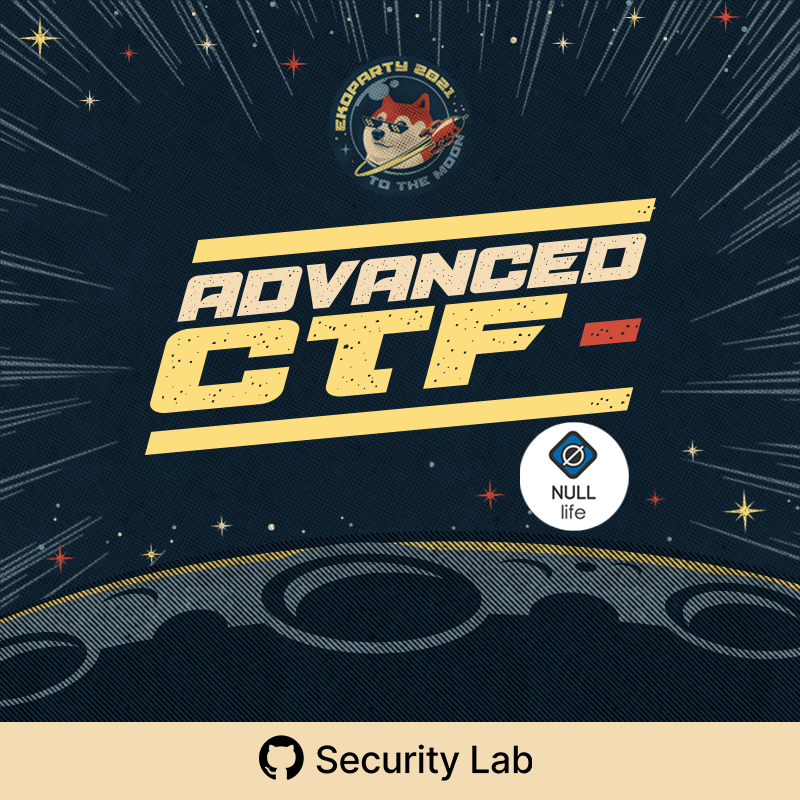 Ekoparty | Hacking everything (@ekoparty) on Twitter photo 💥Inscribite en los #CTF de la #EKO2021: ctf.ekoparty.org
🐱 𝗜𝗻𝘁𝗿𝗼𝗱𝘂𝗰𝘁𝗼𝗿𝘆 by <a href="/Hackear_ARG/">Hackear Official</a>, con el apoyo de <a href="/googleargentina/">Google Argentina</a>.
👨🚀 𝗔𝗱𝘃𝗮𝗻𝗰𝗲𝗱 by <a href="/NullLifeTeam/">NULL Life CTF Team</a>, con el apoyo de <a href="/GHSecurityLab/">GitHub Security Lab</a>.
Let the game begin! 🚩 #ToTheMoon 🚀 💥Inscribite en los #CTF de la #EKO2021: ctf.ekoparty.org
🐱 𝗜𝗻𝘁𝗿𝗼𝗱𝘂𝗰𝘁𝗼𝗿𝘆 by <a href="/Hackear_ARG/">Hackear Official</a>, con el apoyo de <a href="/googleargentina/">Google Argentina</a>.
👨🚀 𝗔𝗱𝘃𝗮𝗻𝗰𝗲𝗱 by <a href="/NullLifeTeam/">NULL Life CTF Team</a>, con el apoyo de <a href="/GHSecurityLab/">GitHub Security Lab</a>.
Let the game begin! 🚩 #ToTheMoon 🚀