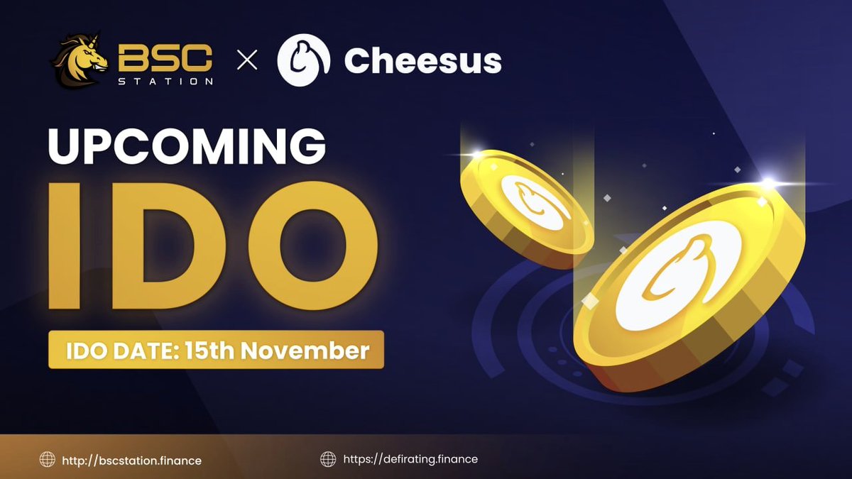 BSCS_Global's tweet photo. Welcome @CheesusDeFi to join us on BSCStation Launchpad 🤝

🗓️15th November, 2021
📜Sign up for whitelist: https://t.co/rvYtIzUd2c
👉Details: https://t.co/CtgcTVkqfc https://t.co/jMVaceUmya