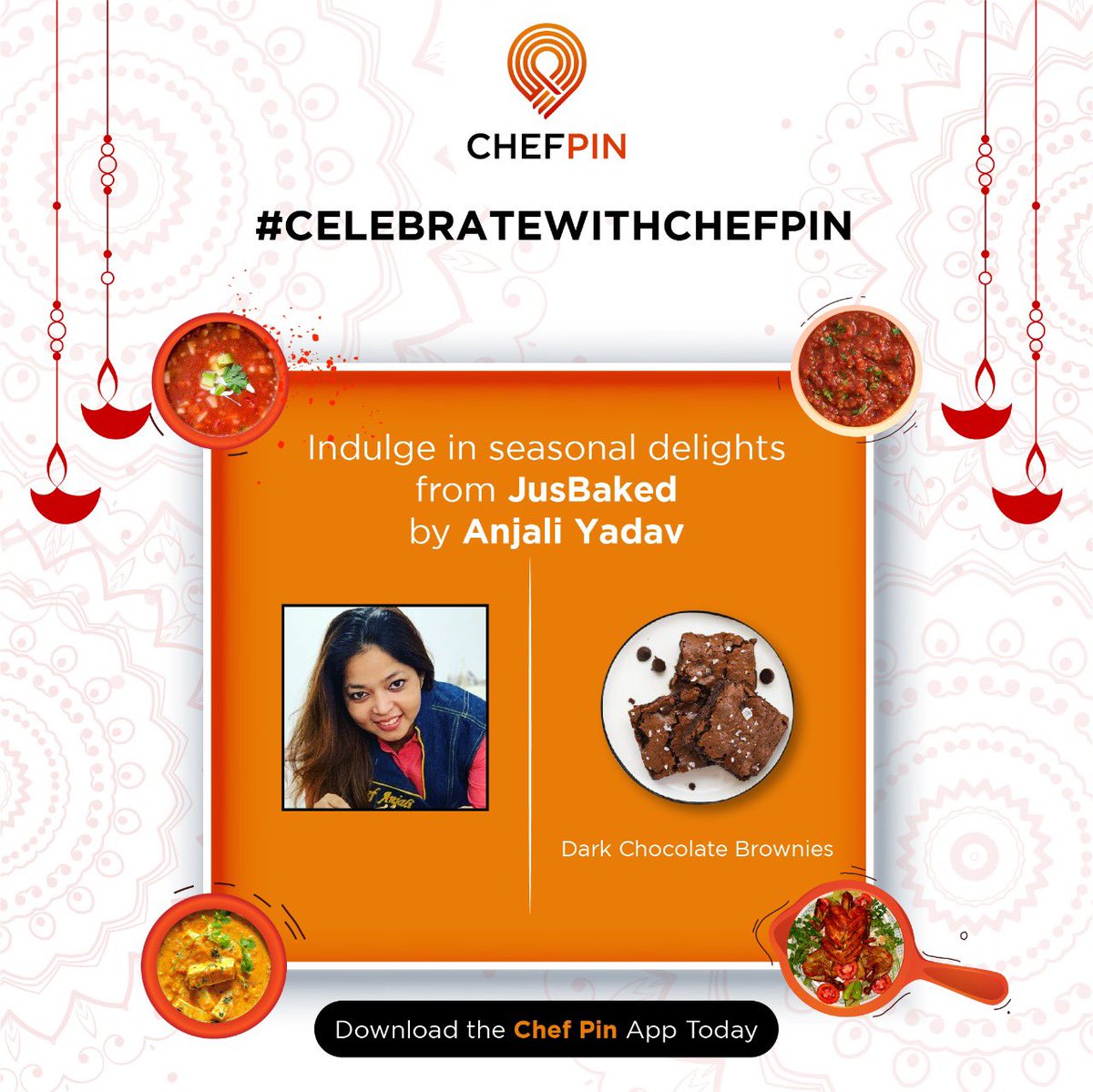 This #Diwali indulge in festive delights from the home kitchen of JusBaked by Anjali Yadav  
Order festive treats today only on Chef Pin! 

#DiwaliWeek #FestiveTreats #Seasonsgreetings #HappyDiwali #Diwali2021