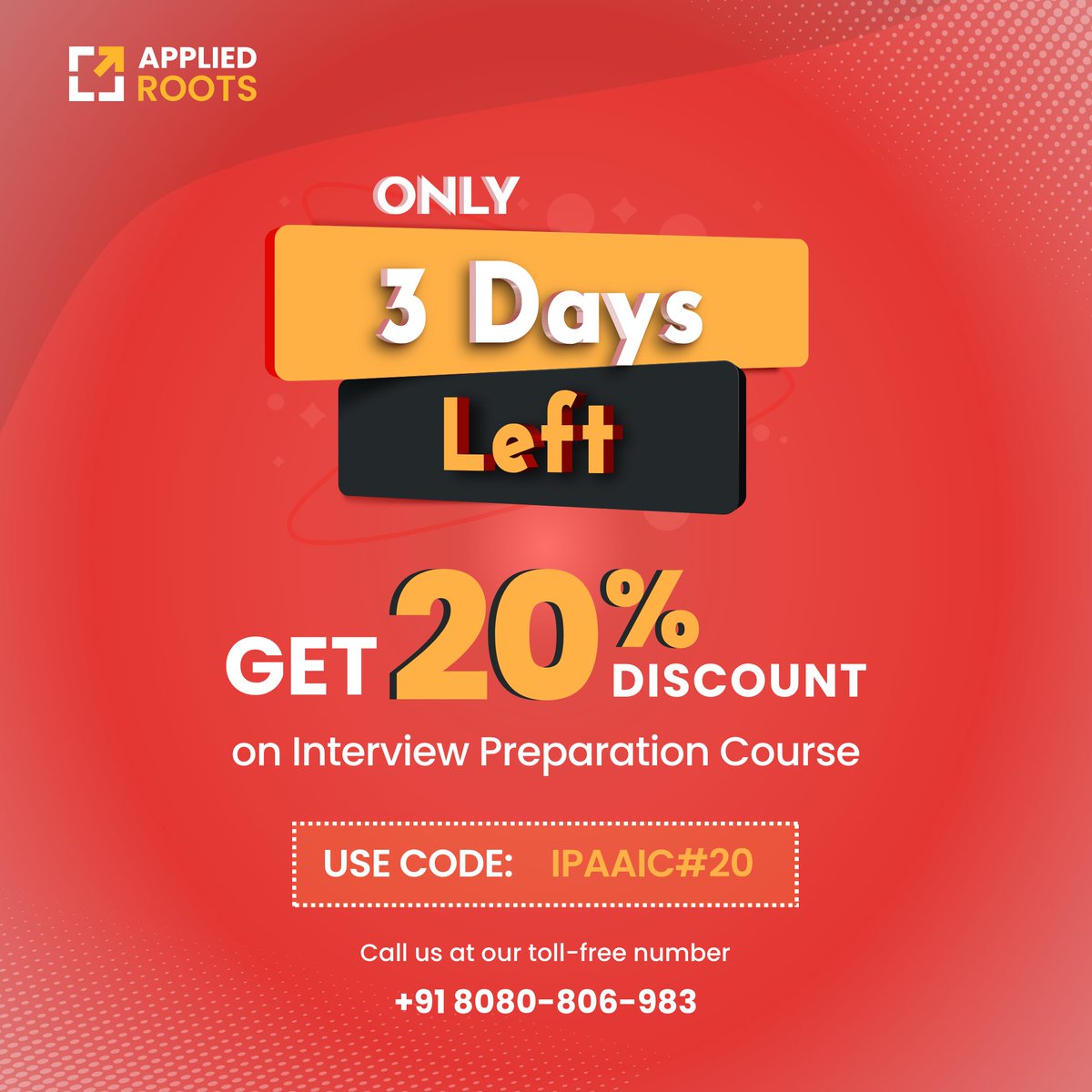 appliedaicourse's tweet photo. LAST THREE DAYS TO GRAB THE OFFER!

Register for the Interview Preparation Course now and land your dream job in Software Development Roles with top-notch companies! 
#IPAAIC #SoftwareDevelopment #Coding #Python #Algorithms #DataStructures #Software #AppliedRoots #Interviews https://t.co/JhA9LgA7rK
