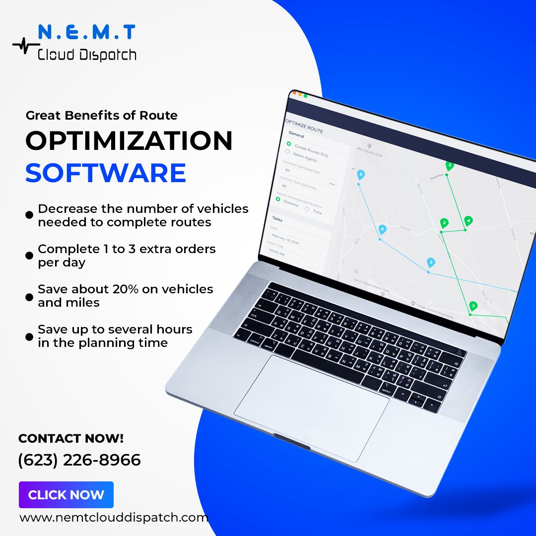 cloud_nemt's tweet photo. If you think you can optimize your routes manually, think again. Route planning is not a childβs play.
Advantages of Route Optimization Software:
https://t.co/39yj98NkRO
Call Us for a Free Demo or further query: 623-226-8966
#nemtsoftware #nemt #routeoptimizationsoftware https://t.co/1rhVgTzBIq