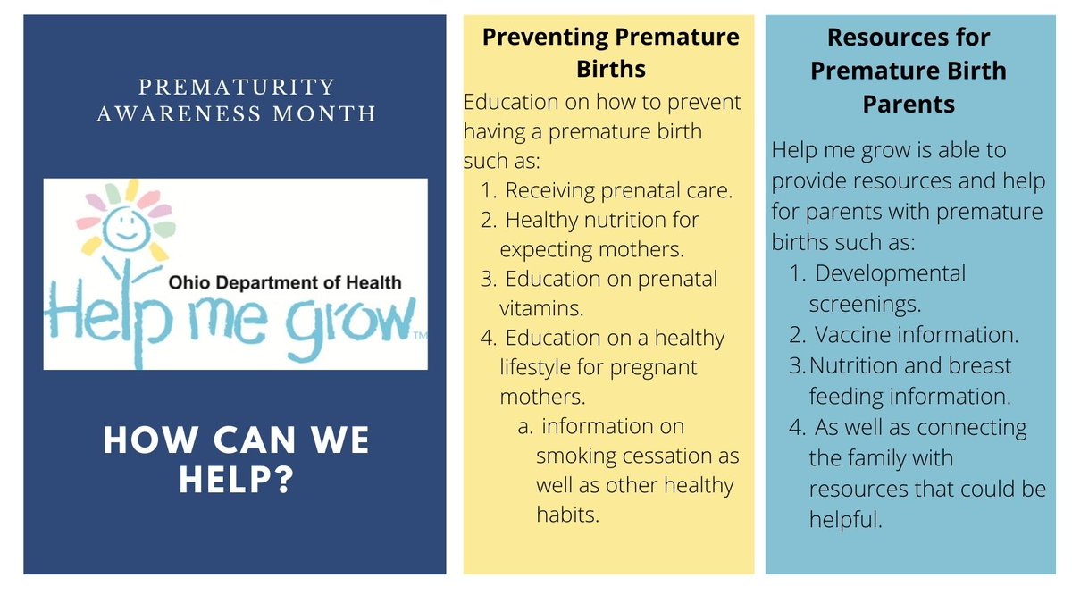 During Prematurity Awareness Month, let us help with our Help me Grow program which offers evidenced-based parent support that encourages early prenatal and well-baby care, parenting education to promote the health and development of children. Learn more about Help me Grow below.