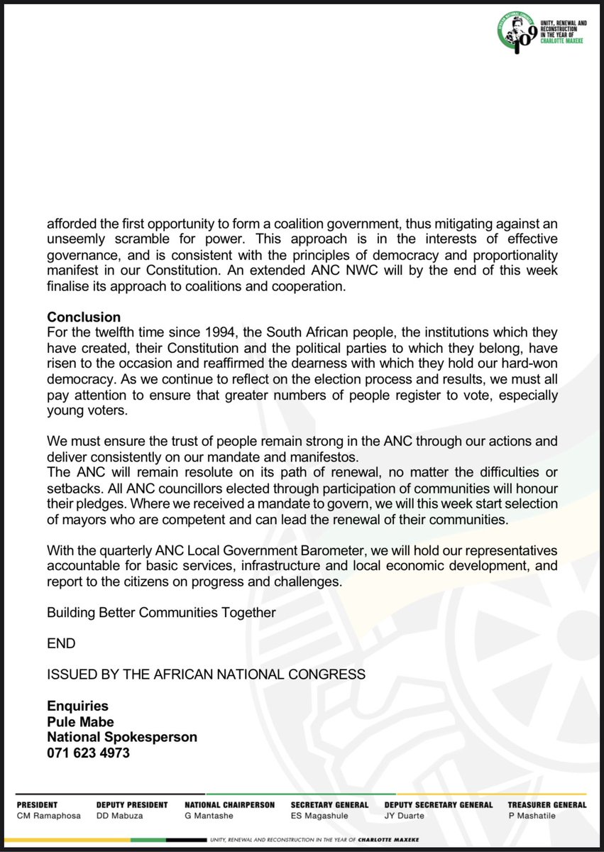MYANC's tweet photo. Statement of the @MYANC on Local Government Elections 2021 Preliminary Results. #LGE2O21 #BuildingBetterCommunities https://t.co/V8vJpLl02s