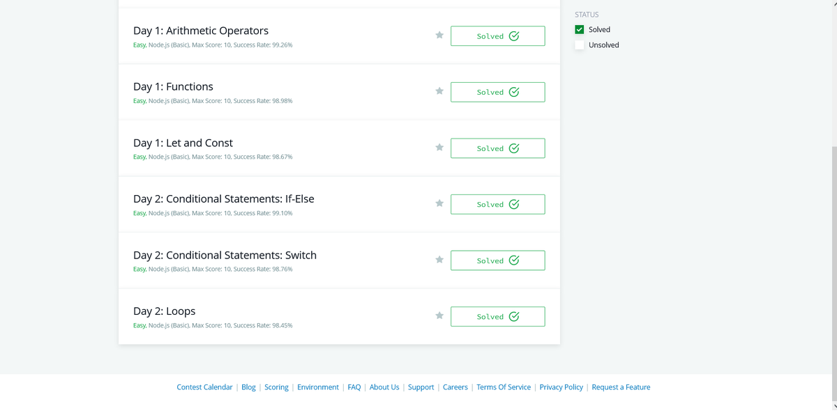 itsRohitTewari's tweet image. Day 3 of #10DaysOfJavaScript
Problems solved on @HackerRank:
- Conditional Statements: If-Else
- Conditional Statements: Switch
- Loops
Let's goo🔥
#JavaScript #CodeNewbie #learning
