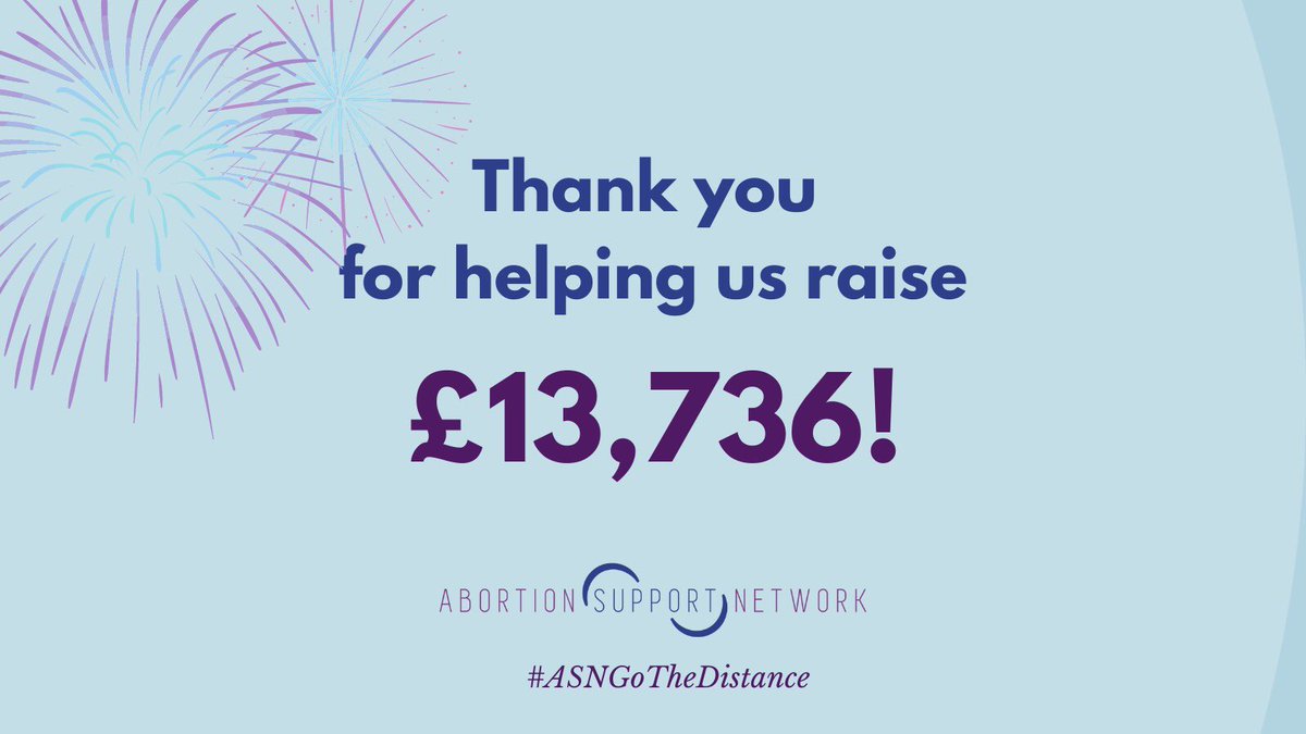 AbortionSupport's tweet photo. Thank you SO MUCH to everyone who took part in #ASNGoTheDistance, and everyone who donated - amazing work! https://t.co/Y49beewdHc