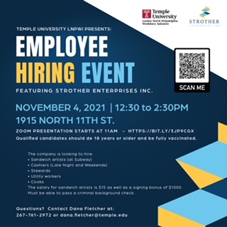 strother_entrp's tweet photo. Don't miss our Employee Hiring Event hosted by Temple University! #hiringevent #jobs #hiring #hospitalityjobs #phillyjob #philadelphiajobs #hospitality https://t.co/ih61AJFu7K