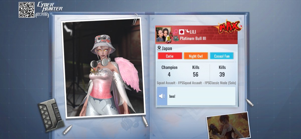 Cyber Hunter reporting for duty: Here are my stats. Let's be friends!