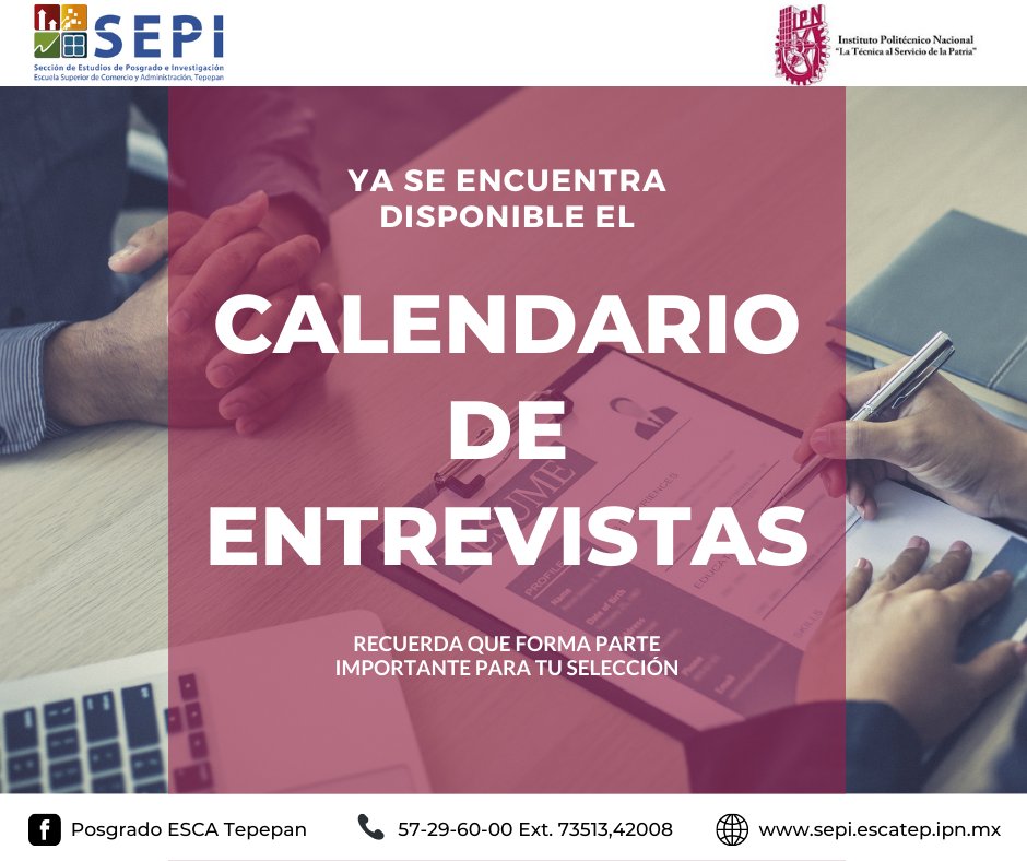 PosgradoESCATEP's tweet photo. ATENCIÓN
En el siguiente link podrás conocer la fecha para tu entrevista: 
https://t.co/vko3ngi3OS https://t.co/PsdlC9DLUF