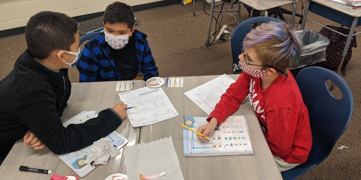 KeoLeiser's tweet photo. I am LOVING students help others today! Not giving answers but helping each other solve the problems. Their conversations are soo good!! #mathexperts @JeffersonGIPS #fullyengaged #futureteachers https://t.co/UZZkxO7L0P