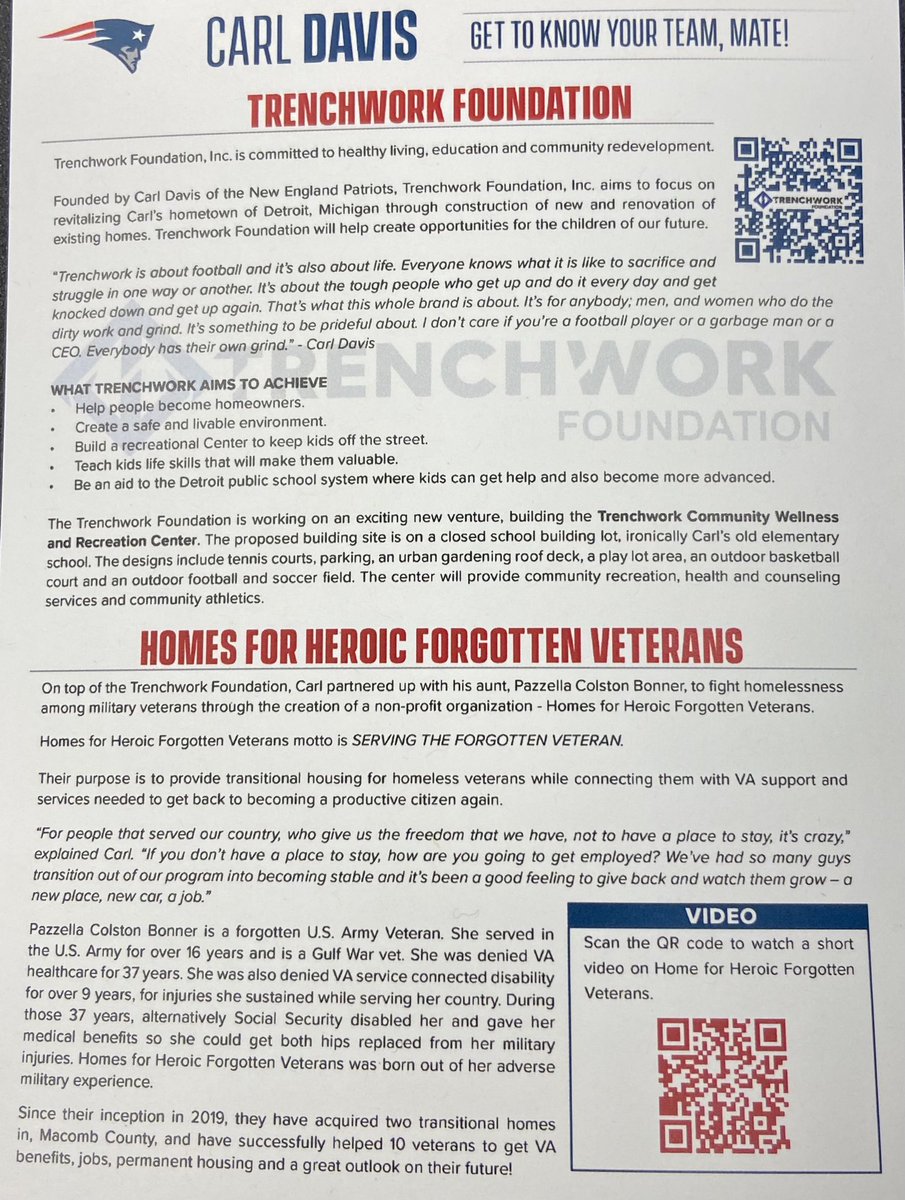 BobSocci's tweet photo. The @Patriots defensive tackle Carl Davis (@Trenchwork94) is working to renovate his old elementary school in Detroit and covert it into a community wellness and recreation center. At the same time, he’s partnering with his aunt, an Army veteran, to fight homelessness among vets. https://t.co/sR5XMVnfeE