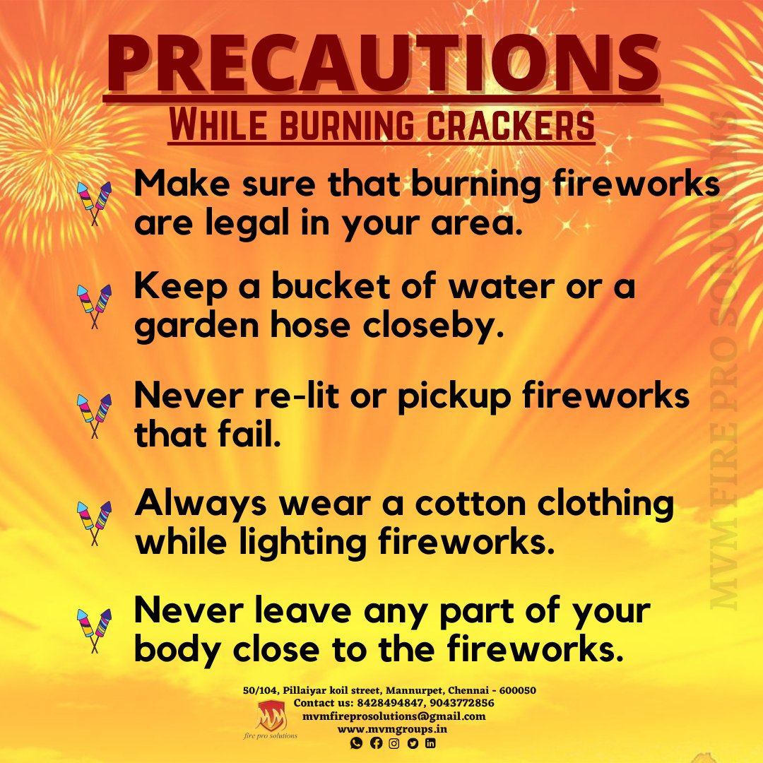 mvmfire's tweet photo. Prevention is cure!
Some precautions to be followed for your well-being!
#mvm #mvmfireprosolutions #Diwali #DiwaliWithSVPDhamaka #Diwali2021 #DiwaliSpecial #diwalivibes #Diwaliwishes #CRACKERS #GreenDiwali #DiwaliAsPerViratKohli #HappyBirthdayShahRukhKhan  #India #HappyDiwali https://t.co/WnNEkltW4k