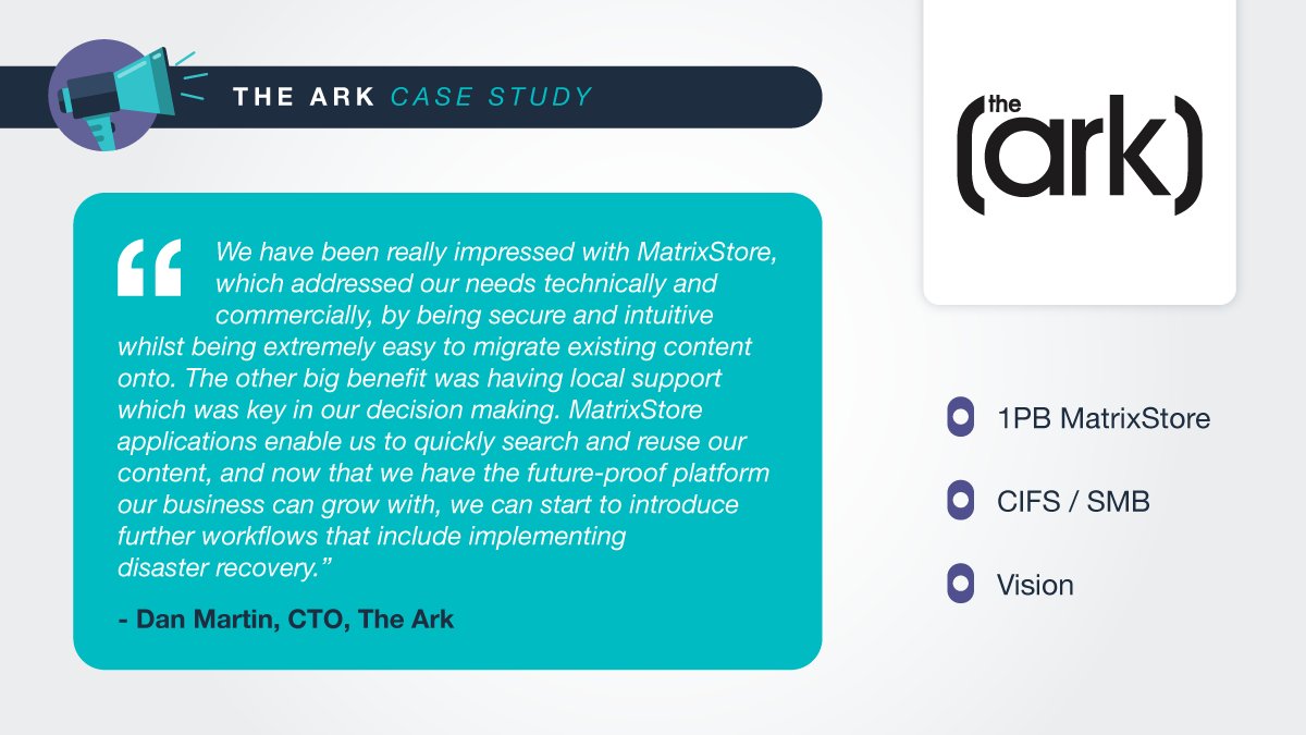 Object_Matrix's tweet photo. With #MatrixStore, The Ark was able to modernise its workflows and existing content was able to be easily migrated and tagged appropriately to reduce the time The Ark spent managing its media!
Read the full case study here 👇
https://t.co/o9879YdhCs https://t.co/WVTTqzOt04