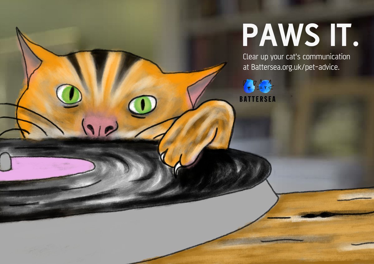 LukeSquared_'s tweet photo. Brief: Create posters to promote the extensive pet advice from Battersea.

Solution: Our pets communicate with us in strange and confusing ways. Why struggle trying to interpret these signs when Battersea gives excellent pet advice on a range of topics.

@Battersea_ https://t.co/D4pkawbDUD