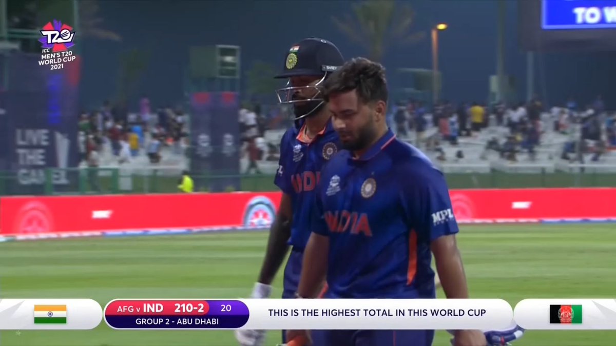 VWNPortsmouth's tweet image. MEN'S T20 WORLD CUP
🇮🇳 India vs 🇦🇫 Afghanistan

Wow! #India have achieved a feat, that every other team in the #T20WorldCup could only dream of. India finished their Innings on 210 - 2, and with that, the #HighestTotal of the Tournament - to date.

Image: Fox Sports 501 (Cricket)