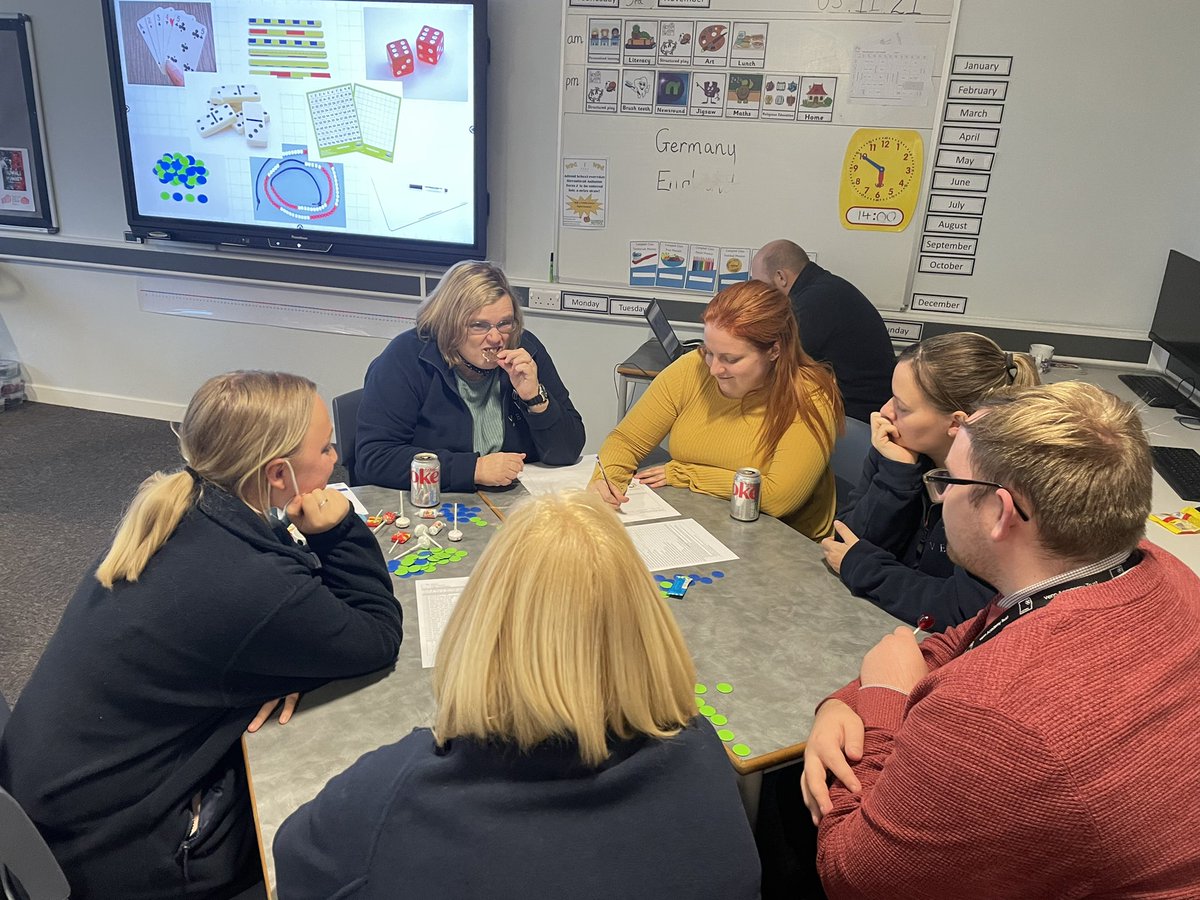 WhitehouseHull's tweet photo. Whitehouse and @Euler_Academy staff working together during training tonight. Focussing on the CPA approach to teaching mathematics. 🎲✏️📝➕➖➗✖️ https://t.co/uiyjXiOkr5