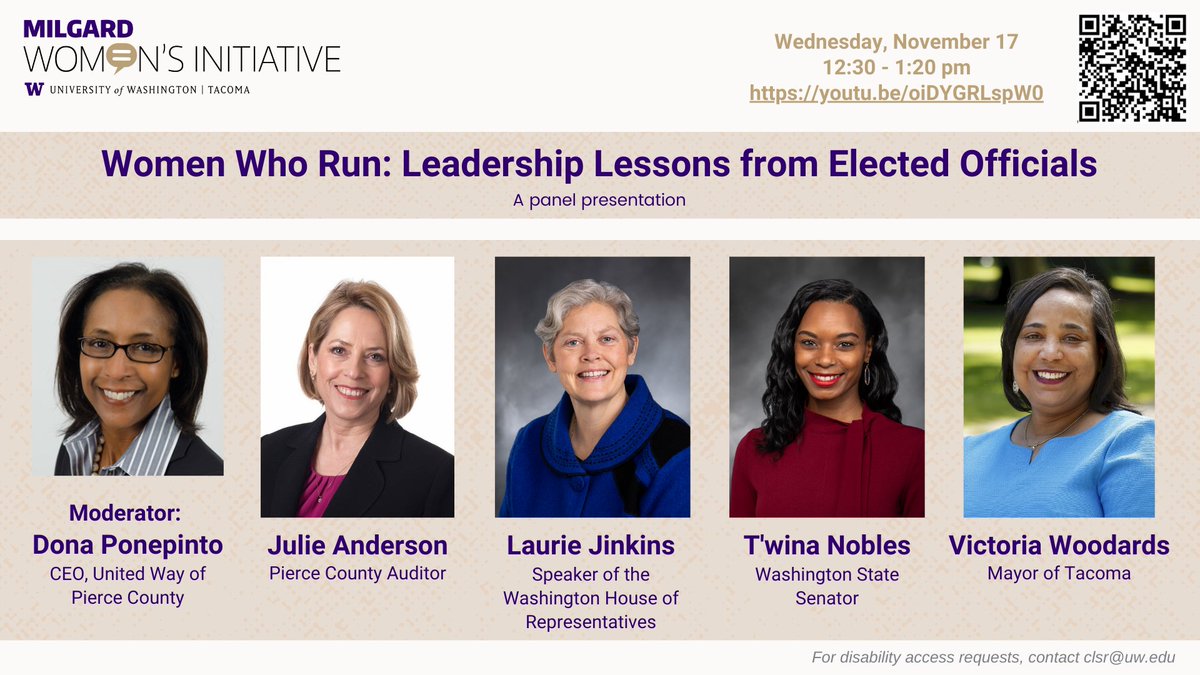 Learn how our elected officials started in public service, navigated challenges, and built public support. Wednesday, November 17, 12:30 – 1:20 pm Livestream on YouTube lnkd.in/gYh6-ARk @DonaPLiveUnited @JulieLuAnderson @TwinaNobles @lauriejinkins2 @Woodards4Tacoma