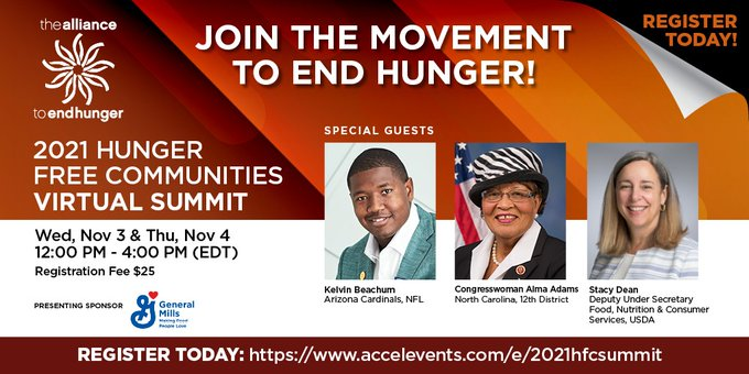 toendhunger's tweet photo. Starting in just a few minutes: The 2021 Virtual #HFCSummit! Opening session featuring @RepAdams, Stacy Dean @usda, @E_Mitch06, @mindelgado https://t.co/06kzZ4JyZg