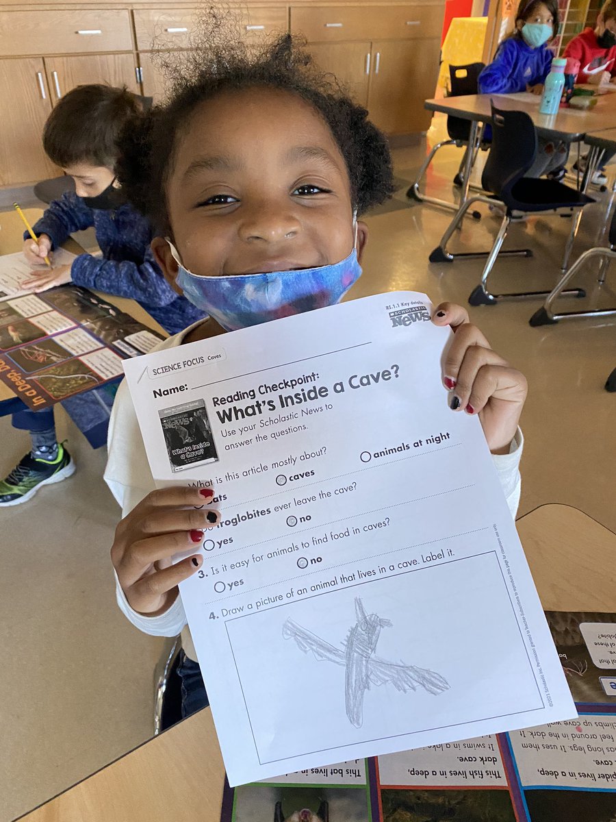 MrsMMatson's tweet photo. Today we read a scholastic news about what’s inside a cave!!  We learned about animals who live in a cave. Ask your child what a troglobite is!!!! https://t.co/gFQqqqA22j