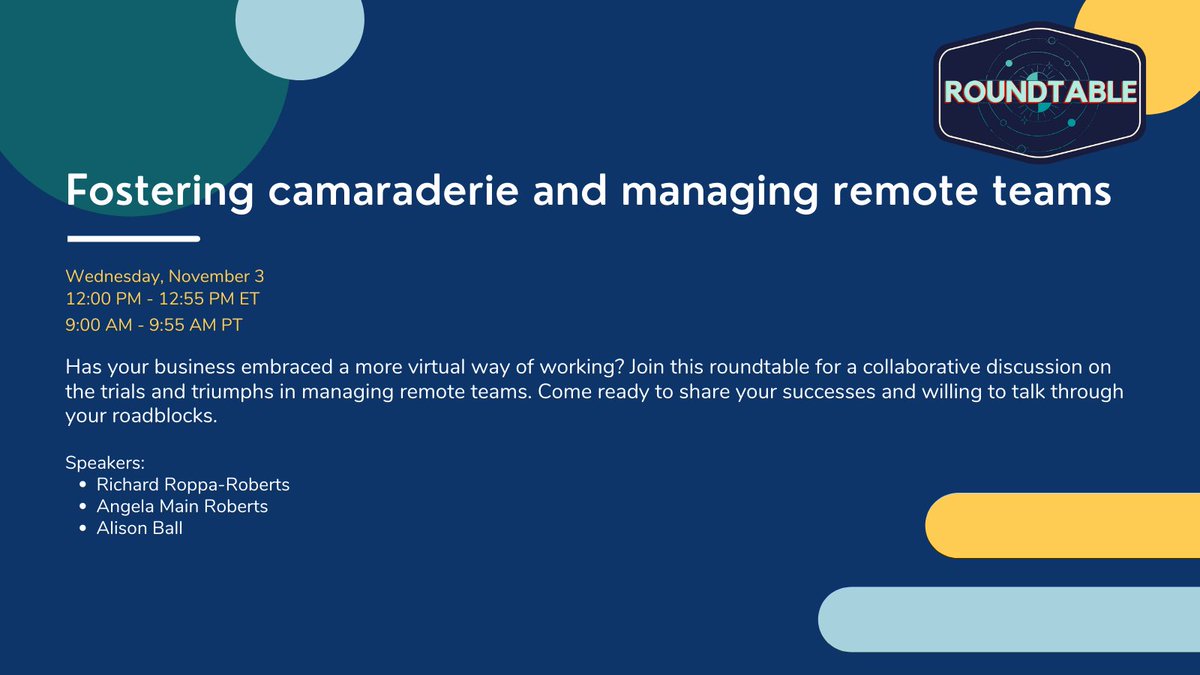 NeverCallMeRich's tweet photo. Anyone else struggling to keep your remote teams feeling great over the past year? We’re about to present our first session of #qbc21: Fostering camaraderie and managing remote teams. Join @NeverCallMeRich, @AccountingMain, and @iamalisonball to kick off the conference.
#QBC https://t.co/vB9ghrsJfv