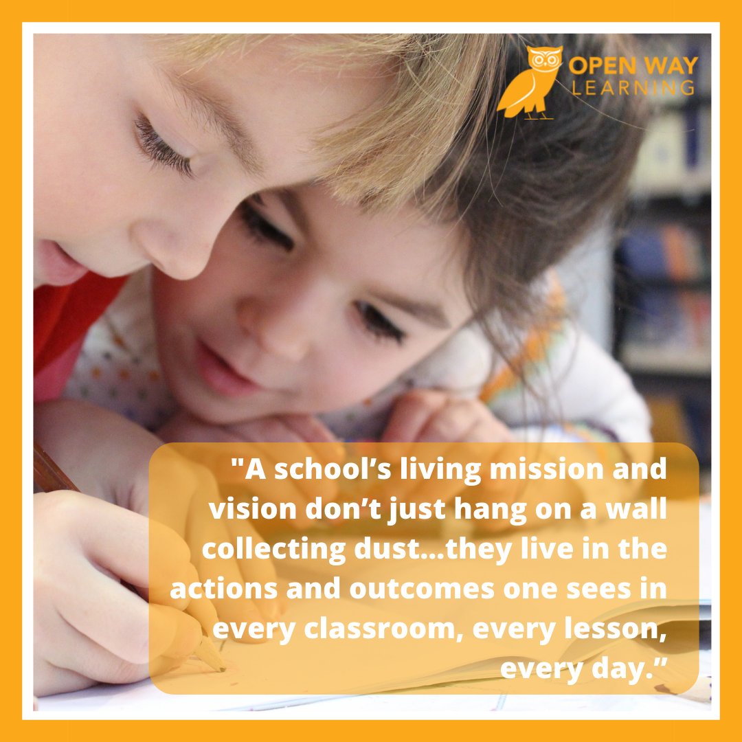 OpenWayLearning's tweet image. "A school’s living mission and vision don’t just hang on a wall collecting dust...they live in the actions and outcomes one sees in every classroom, every lesson, every day.”
#openwaylearning #schoolvision #livingmission #k12