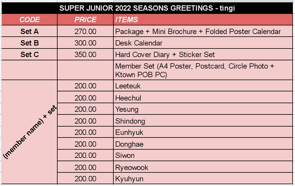 rkhiveesells's tweet photo. #YMSPHTingi | help rt🙏
WTS/LFB

✨SUPER JUNIOR 2022 Season's Greetings - tingi
🏷️see photo for the pricelist

📅DOP: Nov. 15 (50% dp) | Dec. 15 (RB)

✓All in + LSF
✓Normal ETA

Reply "Mine + Code"

❌STRICTLY NO CANCELLATION &amp; NO DELETING OF REPLY❌ https://t.co/ZkZWUMrPra
