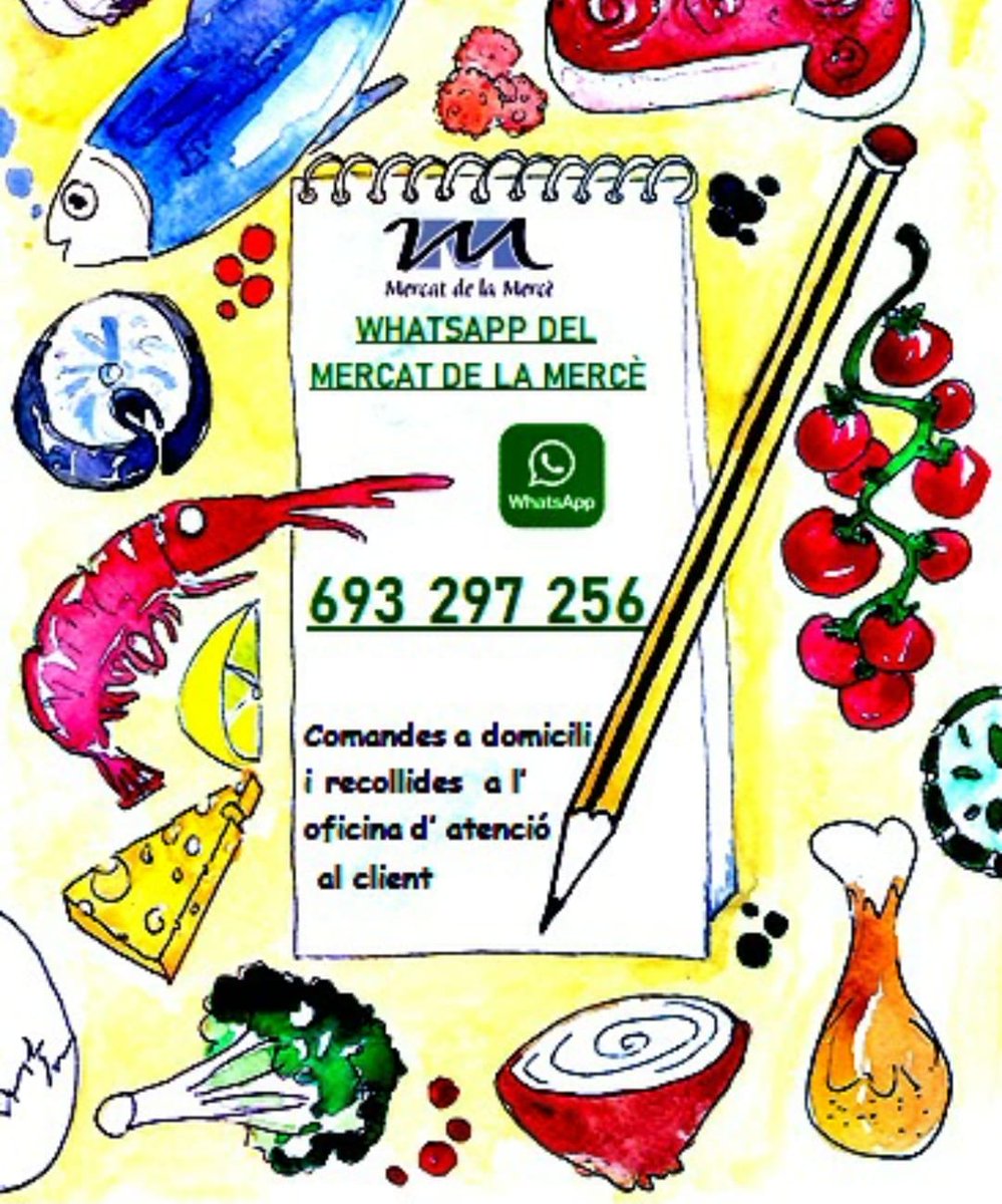 mercatdelamerce's tweet photo. Saps que pots fer les teves comandes i després recollir-les sense cues a l'oficina d'atenció al client? Aquest servei és molt pràctic i no té cap cost. Escriu un Whatsapp al telèfon ☎️693 297 256 ☎️ amb el teu Nom, Cognoms i les llistes dels encàrrecs, nosaltres fem la resta. https://t.co/YNApfvi1Ej