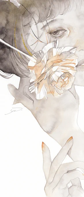 深秋(しんしゅう)
ヴィフアール水彩紙・絵墨・顔彩・金箔 