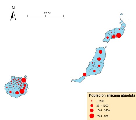 Pablo__Otero's tweet image. Llego tarde al #30DayMapChallenge pero bueno hoy subiré del día 1 al 3.

Aquí va el #1points

Con la población absoluta de origen africano que reside en Las Palmas.