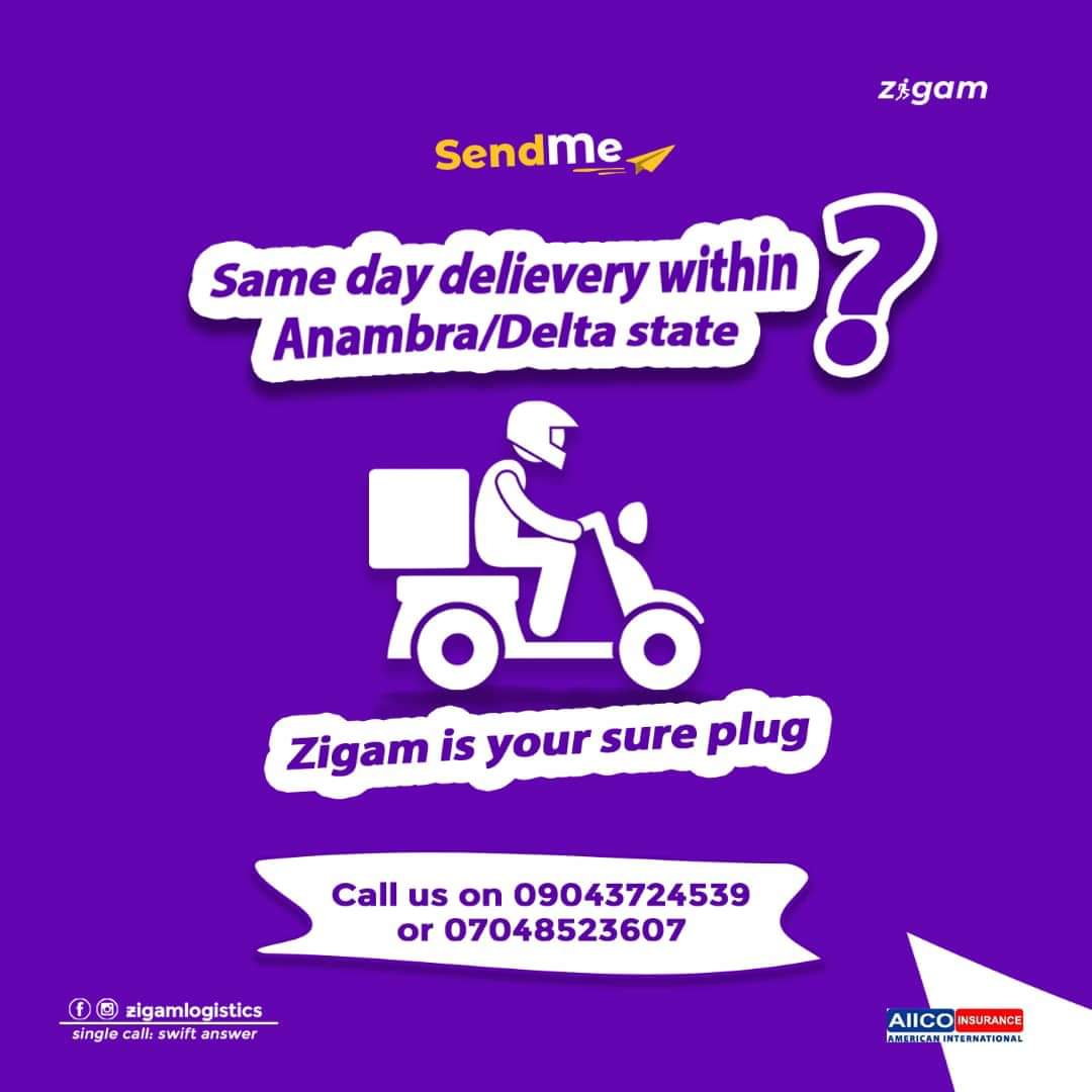 Zigamlogistics's tweet photo. Do you need to deliver your clients' package within Anambra/Delta state?...👇

Zigam Logistics is the surest plug.🚴

At Zigam Logistics, we offer same day delivery within Anamba/Delta state.

And your parcels and packages are handled by professionals. https://t.co/VV5XuQbJWv