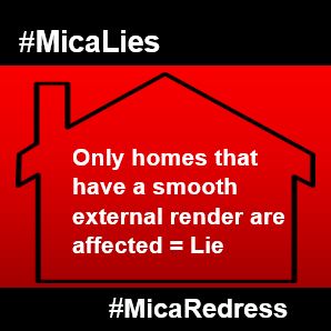 ProfPaulDunlop's tweet image. This is total garbage...there are so many homes that have rough external render that are falling apart as the blocks underneath are crumbling, let's render this lie to the history bin #MicaLie