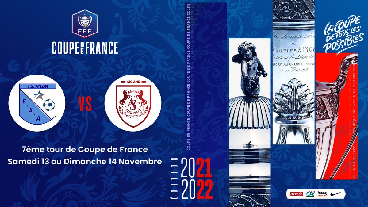 AmiensSC's tweet image. Notre premier adversaire de @coupedefrance est connu ! 🏆

L'Amiens SC affrontera l'ES Anzin-Saint-Aubin (D1) ! 

#FiersDetreAmienois ⚪️⚫️
