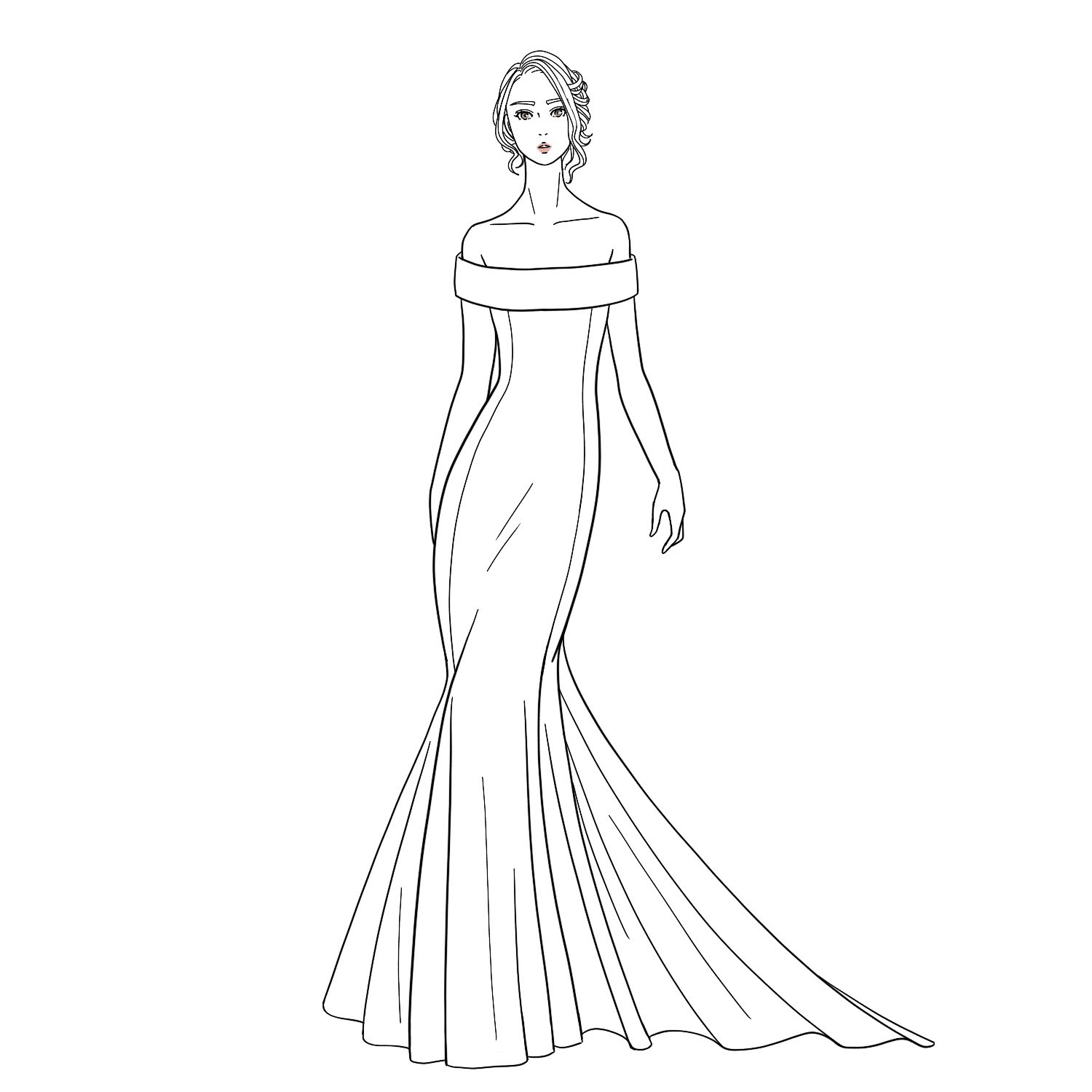 تويتر Ishin ファッションイラストレーター على تويتر 女性らしいマーメイドライン こういうタイプのドレスはスカートで脚が隠れていても きちんとボディとスカートの関係を考えて描かないといけないので意外と難しい ファッションイラスト ファッション