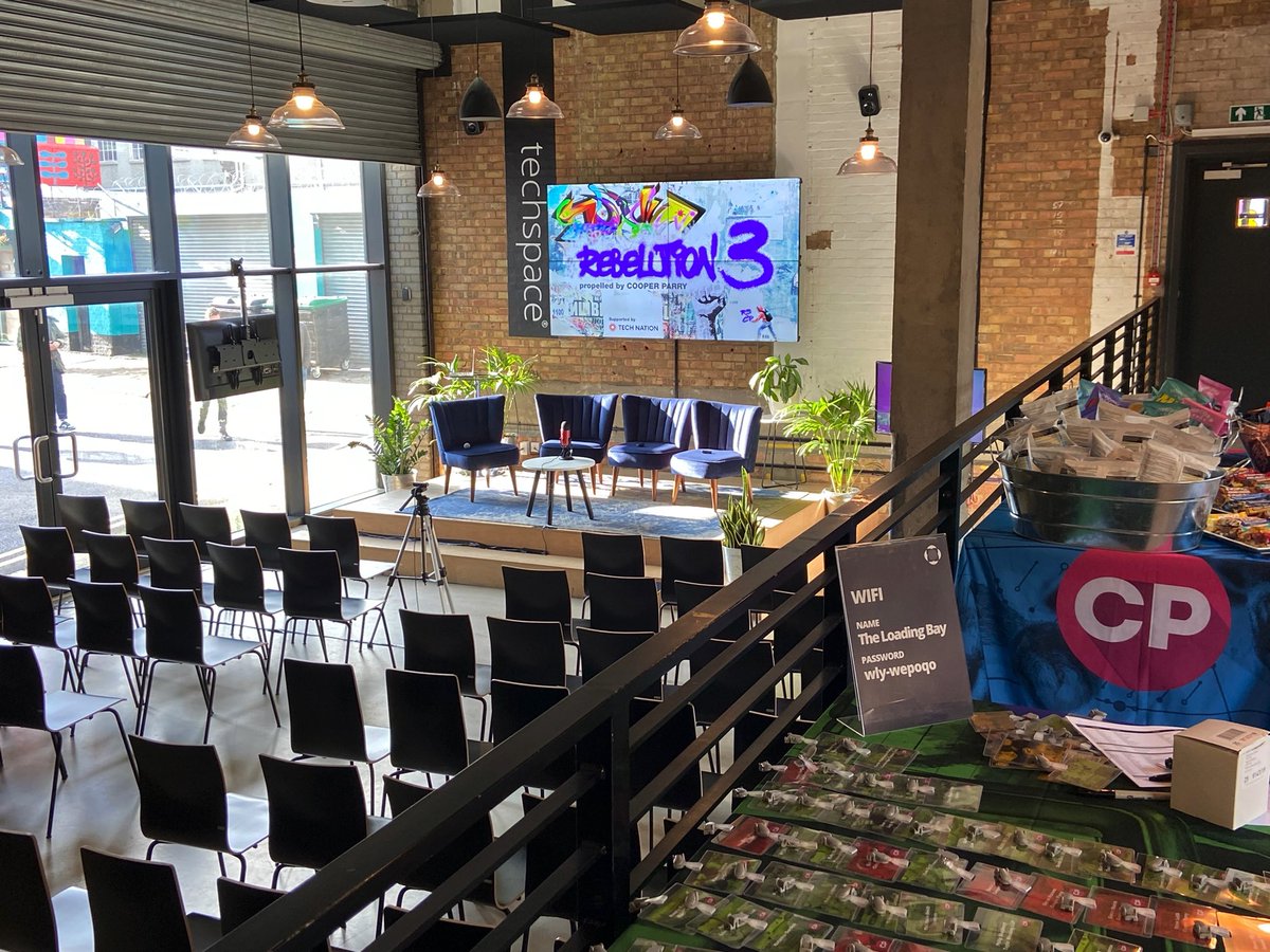 Arrived at <a href="/techspace/">Techspace®</a> #London and <a href="/Cooper_Parry/">Cooper Parry</a> team are all set and ready for Rebelution 3. Let’s go! #vivalarebelution