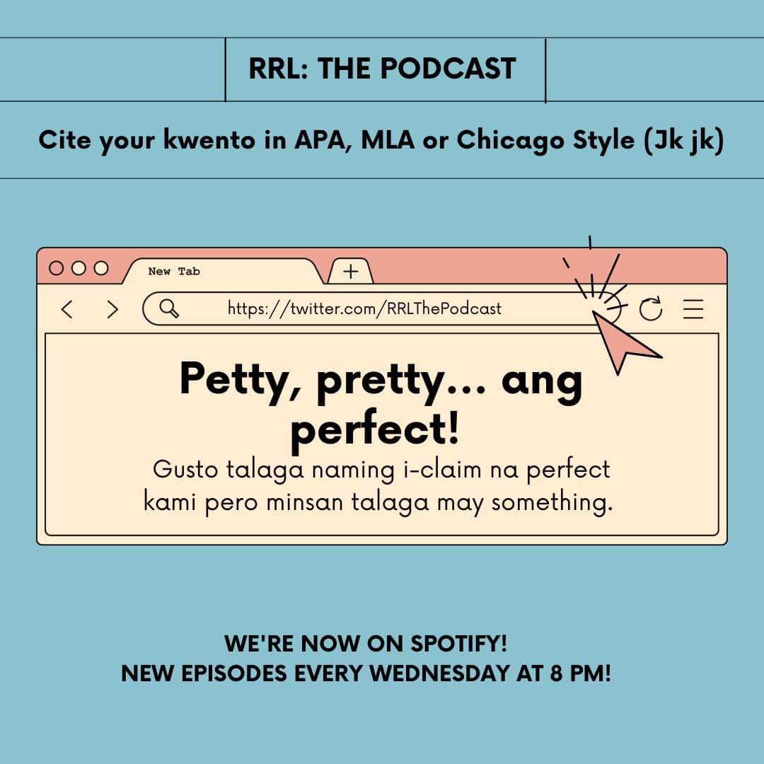 RRLThePodcast's tweet photo. Tapos na ang mercury retrograde pero ang mga badeng ang bilis pa rin ma-trigger. Eme! Nakakapagod rin talagang maging #PaAbove. Siguro allowed naman kaming maging mababaw sometimes?

Kayo ba, paano kayo maging petty? #PettyBUTPretty #RRLThePodcast

▶️ https://t.co/wvVthSQAax https://t.co/9BllDQSIqP