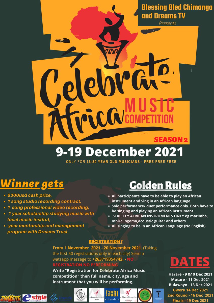Celebrate Africa Music Competition 2021 from the 9th-19th of December 2021. Register today on 0719354742 #CA2021 #competition  #AfricanMusic