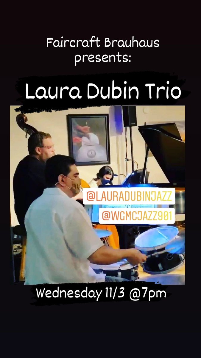 CraftBrauhaus's tweet photo. Faircraft Brauhaus presents:
Laura Dubin is back in the house with Antonio Guerrero on drums, Nick Parker on bass and featured guest Lucas West on vocals.

7p.m. Wednesday 11/3.
Free concert, come early to enjoy a fresh draft, food, and support the arts.
https://t.co/1mk2ySQh8z https://t.co/WsN7Hyboii