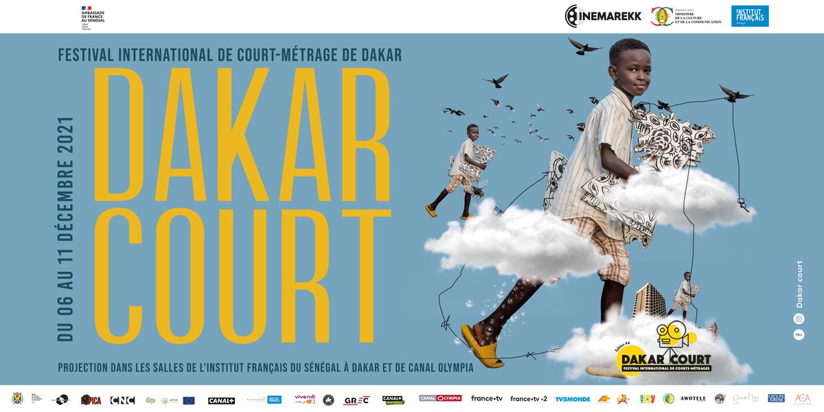 L'affiche officielle de la 4e édition du festival #DakarCourt dévoilée lors de la conférence de presse de ce matin. Le festival se tiendra du du 6 au 11 décembre à l'@IFSenegal avec 14 films en compétition. Une création graphique de <a href="/SellyRabyKane/">Selly Raby Kane</a> !
