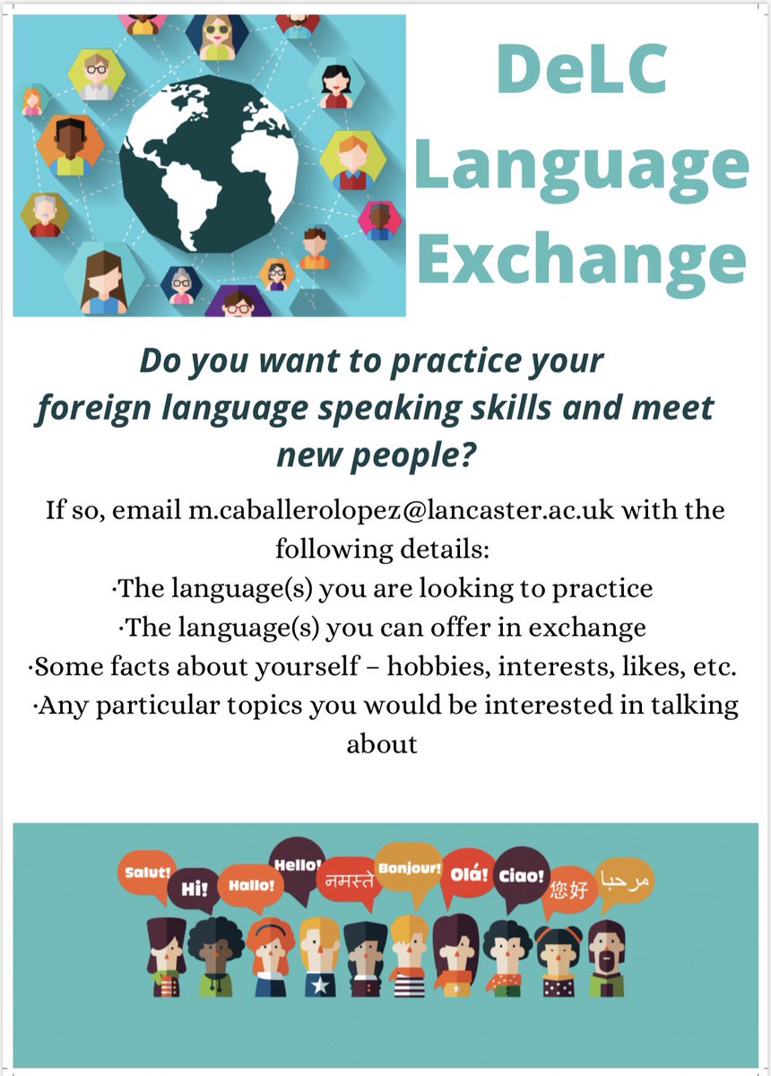 Do you want to practice your foreign language speaking skills and meet new people? We offer an exciting language exchange! 🗣 Please contact Maria Caballero Lopez for more information ☺️